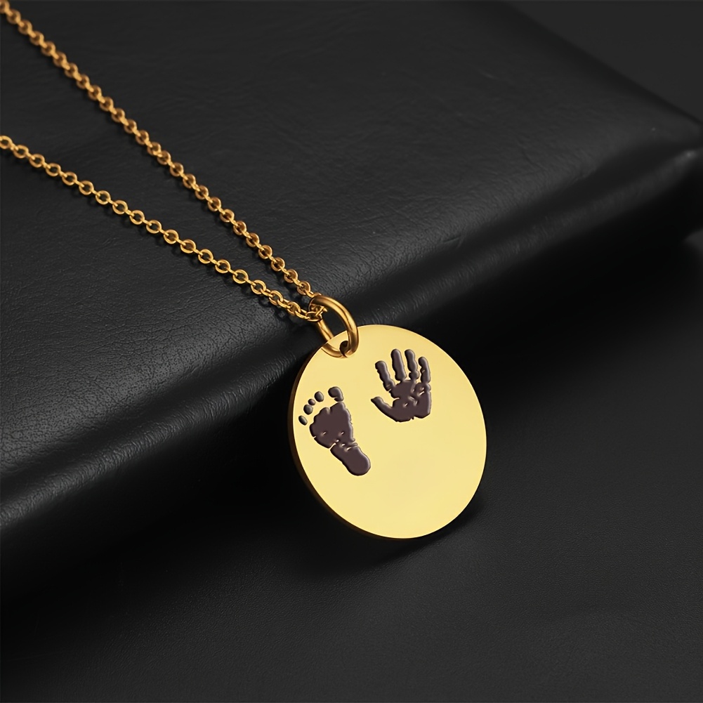 Personalized Laser-Engraved Handprint & Footprint Pendant Necklace — Custom Gift